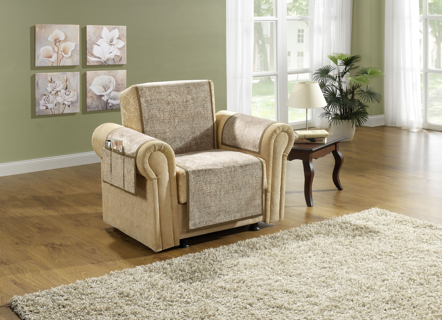 Sessel-,Couch- und Armlehnenschoner mit Anti-Rutsch-Beschichtung, Qualität 1, Größe 101 (Sesselschoner, 50x140 cm), Braun von BADER