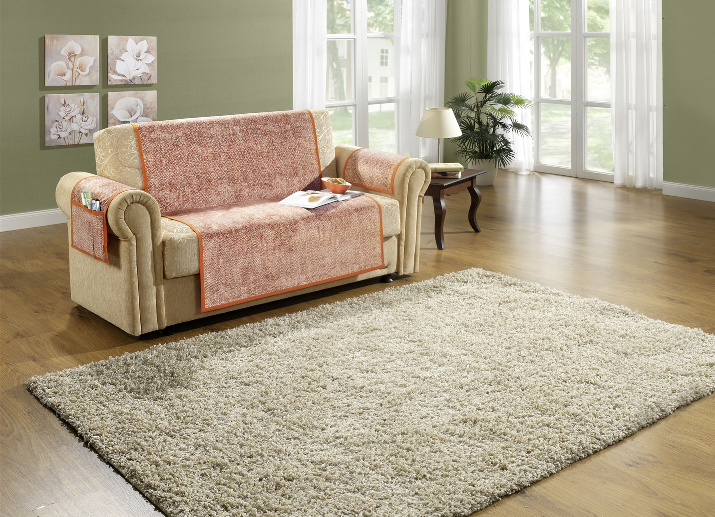 Sessel-,Couch- und Armlehnenschoner mit Anti-Rutsch-Beschichtung, Qualität 1, Größe 101 (Sesselschoner, 50x140 cm), Terra von BADER