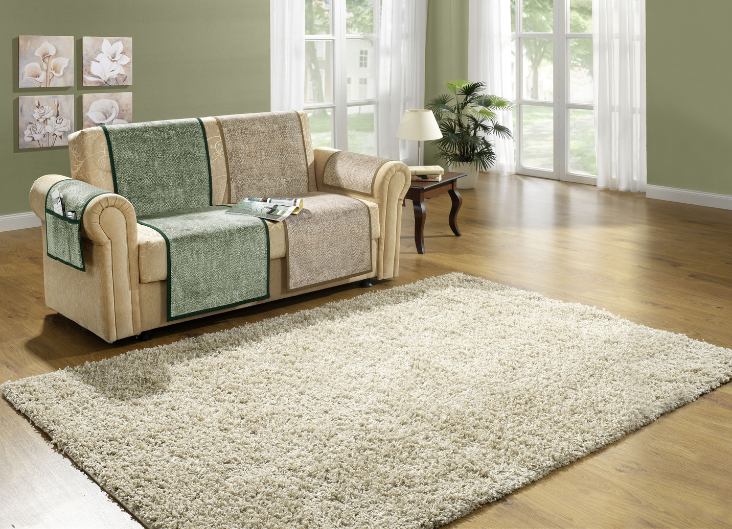 Sessel-,Couch- und Armlehnenschoner mit Anti-Rutsch-Beschichtung, Qualität 1, Größe 865 (2 Armlehnenschoner 38x 55 cm), Grün von BADER