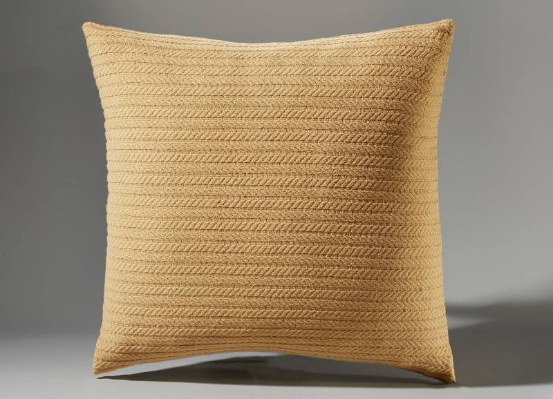 Wohndecke und Kissenbezug in toller Strickoptik, Größe 905 (Kissenbezug, 40x 40 cm), Gold von BADER