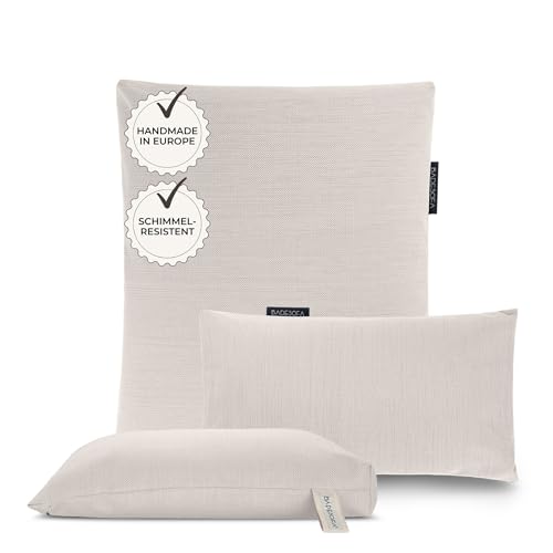 BADESOFA® 3er-Set L Badewannenkissen Ganzkörper – Rücken-, Fuß- & Sitzkissen – Komplettset Waschbar & schnelltrocknend – Badekissen für Badewanne in Perlmutt von BADESOFA