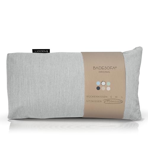 BADESOFA® Fußkissen | Premium-Qualität | Badewannen-Kissen für bequemes Baden | Made in EU | Badewanne-Kissen waschbar | Bade-Kissen in Grau | Badewannen-Zubehör | Passt in Jede Badewanne von BADESOFA