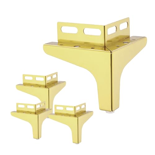 BADIGAO 4 Stück Möbelfüße Möbelbeine Beine für Möbel Bettfuß Stützfuß für Schrank Sofa Couch Regal Ottoman (Farbe : Gold, Größe : 4INCH/10CM_Straight Edge) von BADIGAO