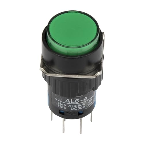 BADIKA 5 Teile/los AL6-A-22 16mm selbst-Lock ON - Off runde Push Button Schalter AL6-A 8 pin Taster 220V 12V LA16Y-22D(Green,24V) von BADIKA