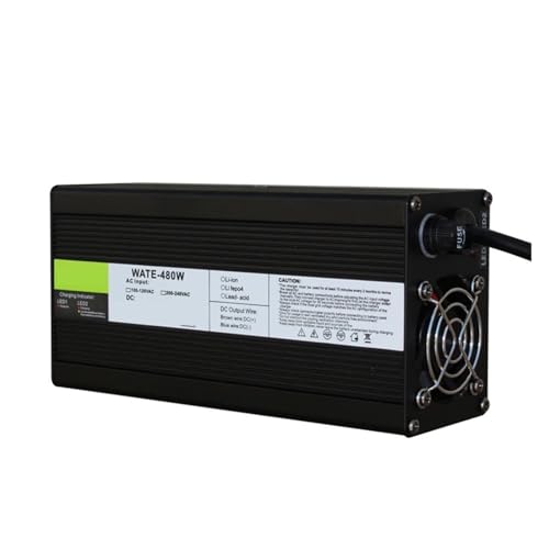 BADIKA Lithium-Ladegerät Lifepo4-Zellen Strom 67,2 V 6 A Ladegerät Smarts Aluminiumgehäuse for 16S 60 V Lithium-Ionen-Außenakku, sicher und stabil, Schwarz(3P GX16,U.K) von BADIKA