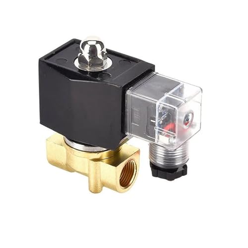 BADIKA Messing-Magnetventil 3/8 "IP65 Wasser. Proof Messing Magnetventil Mit L + E + D Power Anzeige 24V 12V 220V 110V Normalerweise Geschlossen Messing Elektrische Magnetventil(BSP_12VDC_VITON-Seal) von BADIKA