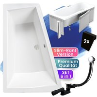 Badewanne Eckbadewanne 170x125 Links mit Styroporverkleidung, Ablauf & Füße gratis - Komplettset 4in1 Original Acryl Wanne Badland intima slim von BADLAND