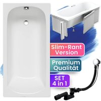 Badland - Badewanne Rechteck 160x70 mit Styroporverkleidung, Ablauf & Füße gratis - Komplettset 4in1 Original Acryl Wanne Siphon classic slim von BADLAND