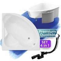 Badland - Badewanne Eckbadewanne 130x130 mit Styroporverkleidung, Ablauf & Füße gratis - Komplettset 4in1 Original Acryl Wanne Siphon standard von BADLAND
