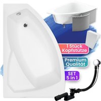 Badland - Badewanne Eckbadewanne 130x85 Links mit Styroporverkleidung + Kopfstütze, Ablaufgarnitur & Füßen gratis - Komplettset 5in1 - Made in eu rima Badland - Badewanne Eckbadewanne 130x85 Links mit Styroporverkleidung + Kopfstütze, Ablaufgarnitur & Füßen gratis - Komplettset 5in1 - Made in eu rima von BADLAND