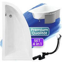 Badland - Badewanne Eckbadewanne 140x70 Links mit Styroporverkleidung, Ablauf & Füße gratis - Komplettset 4in1 Original Acryl Wanne Siphon praktika von BADLAND