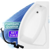 Badland - Badewanne Eckbadewanne 160x100 Rechts, Ablaufgarnitur & Füßen gratis - Komplettset 3in1 Original Acryl Wanne Premium Siphon rima von BADLAND
