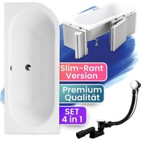 Badland - Badewanne Eckbadewanne 180x80 Links mit Styroporverkleidung, Ablauf & Füße gratis - Komplettset 4in1 Original Acryl Wanne avita slim von BADLAND