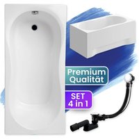 Badland - Badewanne Rechteck 150x70 mit AcrylSchürze, Ablaufgarnitur & Füßen gratis - Komplettset 4in1 Original Acryl Wanne Siphon gracja von BADLAND