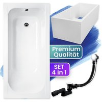 Badland - Badewanne Rechteck 150x70 mit Wannenträger, Ablaufgarnitur & Füßen gratis - Komplettset 4in1 Original Acryl Wanne Siphon continea von BADLAND