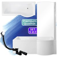 Badland - Badewanne Rechteck 160x70 Rechts mit AcrylSchürze, Ablaufgarnitur & Füßen gratis - Komplettset 4in1 Original Acryl Wanne Siphon inspiro von BADLAND