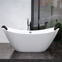 Badland - Freistehende Badewanne Acrylwanne Oval 180x80 + Kopfstütze, Ablaufgarnitur Click-Clack gratis set 3in1 Acryl Wanne ivar von BADLAND