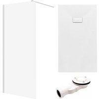 Set - Walk-In Dusche KETIL 100x195 + Duschabtrennung Transparent 8 mm Glas + Duschwanne VIDAR 100x80 Weiß SMC Rechteck Set - Walk-In Dusche KETIL 100x195 + Duschabtrennung Transparent 8 mm Glas + Duschwanne VIDAR 100x80 Weiß SMC Rechteck von BADLAND
