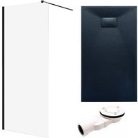 Set - Walk-In Dusche KETIL 90x198 Schwarz + Duschabtrennung 8 mm Glas + Duschwanne VIDAR 160x90 Schwarz SMC Rechteck Set - Walk-In Dusche KETIL 90x198 Schwarz + Duschabtrennung 8 mm Glas + Duschwanne VIDAR 160x90 Schwarz SMC Rechteck von BADLAND