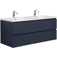 Badezimmer Badmöbel Set Angela 120 cm - Matt Blau - Unterschrank Schrank Waschbecken Waschtisch - Mat blauw von BADPLAATS