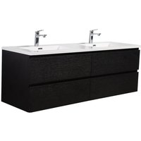Badezimmer Badmöbel-Set Angela 140cm - Schwarz Holz - Unterschra von BADPLAATS