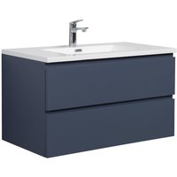 Badezimmer Badmöbel Set Angela 90cm - Matt Blau - Unterschrank Schrank Waschbecken Waschtisch - Mat blauw von BADPLAATS