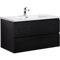 Badezimmer Badmöbel-Set Angela 90cm - Schwarz Holz - Unterschran von BADPLAATS