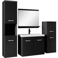 Badezimmer Badmöbel Set Malo 60cm Waschbecken Mat Schwarz - Unterschrank Hochschrank Waschtisch Möbel - Matt schwarz von BADPLAATS