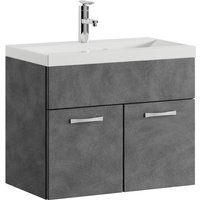 Badplaats - Badezimmer Badmöbel Set Montreal 01 60cm Waschbecken Dunkelgrau - Unterschrank Waschtisch Möbel - Dunkel grau von BADPLAATS