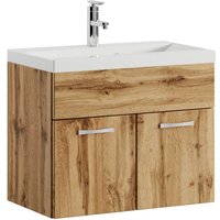 Badezimmer Badmöbel Set Montreal 01 60cm Waschbecken Eiche - Unterschrank Waschtisch Möbel - Eiche von BADPLAATS