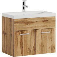 Badplaats - Badezimmer Badmöbel Set Montreal 01 60cm Waschbecken Eiche - Unterschrank Waschtisch Möbel - Eiche von BADPLAATS