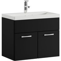 Badezimmer Badmöbel Set Montreal 01 60cm Waschbecken Mat Schwarz - Unterschrank Waschtisch Möbel - Matt schwarz von BADPLAATS