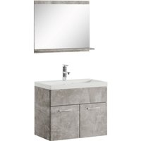 Badezimmer Badmöbel Set Montreal 02 60cm Waschbecken Beton Grau - Unterschrank Waschtisch Spiegel Möbel - Beton grau von BADPLAATS