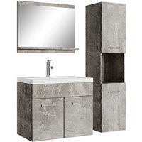 Badezimmer Badmöbel Set Montreal 60cm Waschbecken Beton Grau - Unterschrank Hochschrank Waschtisch Möbel - Beton grau von BADPLAATS