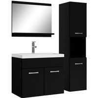 Badezimmer Badmöbel Set Montreal 60cm Waschbecken Mat Schwarz - Unterschrank Hochschrank Waschtisch Möbel - Matt schwarz von BADPLAATS