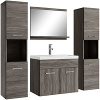 Badezimmer Badmöbel Set Montreal xl 60cm Waschbecken Grau Eiche - Unterschrank Hochschrank Waschtisch Möbel - Grau eiche von BADPLAATS