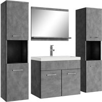 Badezimmer Badmöbel Set Montreal xl 60cm Waschbecken Dunkelgrau - Unterschrank Hochschrank Waschtisch Möbel - Dunkel grau von BADPLAATS