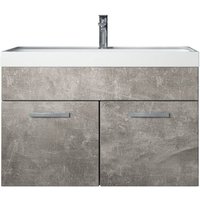 Badezimmer Badmöbel Set Paso 01 80cm Waschbecken Beton grau - Unterschrank Schrank Waschbecken Waschtisch - Beton grau von BADPLAATS