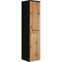 Badezimmer Badschrank Saturnus 130cm Schwarz mit eiche - Regal Schrank Hochschrank Schrank Möbel - Eiche mit schwarz von BADPLAATS