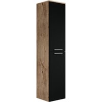 Badezimmer Badschrank Venus 160cm Eiche Kastanie mit mat Schwarz - Regal Schrank Hochschrank Schrank Möbel - Kastanienen eiche mit matt schwarz von BADPLAATS