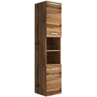 Badezimmer Schrank Paso 160cm Hochglanz Eiche – Regal Schrank Hochschrank Schrank Möbel Badschrank - Eiche von BADPLAATS