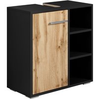 Badplaats - Badezimmer Badmöbel Neptunes 60cm Schwarz mit eiche - Unterschra von BADPLAATS