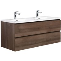 Badezimmer Badmöbel Set Angela 120cm - Braun eiche - Unterschrank Schrank Waschbecken Waschtisch - Braun eiche von BADPLAATS