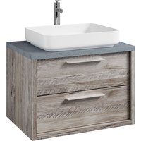 Badplaats - Badezimmer Badmöbel Set Indiana 70cm - Eiche mit Gris - Unterschrank Schrank Waschbecken - Eiche mit grau von BADPLAATS