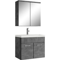 Badezimmer Badmöbel Set Montreal 01 mit Spiegelschrank 60cm Waschbecken Dunkle Grau - Unterschrank Waschtisch Möbel - Dunkel grau von BADPLAATS