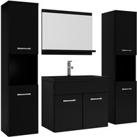 Badezimmer Badmöbel Set Montreal xl 60cm Schwarze Waschbecken - Mat Schwarz - Unterschrank Hochschrank Waschtisch Möbel - Matt schwarz von BADPLAATS