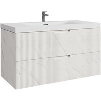 Badplaats - Badezimmermöbel Thermis 100 cm – Weißer Marmor – Badezimmermöbel Badplaats - Badezimmermöbel Thermis 100 cm – Weißer Marmor – Badezimmermöbel von BADPLAATS