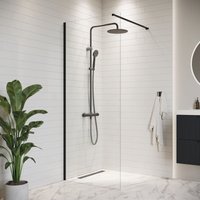 Badplaats - Duschwand Florida 90 x 200cm Glas Duschabtrennung Schwarz - Walk Badplaats - Duschwand Florida 90 x 200cm Glas Duschabtrennung Schwarz - Walk von BADPLAATS