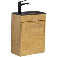 Wc Badmöbel Sinta 40x22 cm Eiche Schwarzes Waschbecken - Schrank Waschbecken Badezimmer Toilette - Eiche von BADPLAATS