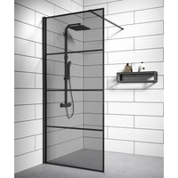 Badplaats - Duschwand Essos 100 x 200cm - Grauglass - Glas Duschabtrennung Schwarz - Walk-In Dusche Nano Duschtrennwand - Schwarz von BADPLAATS